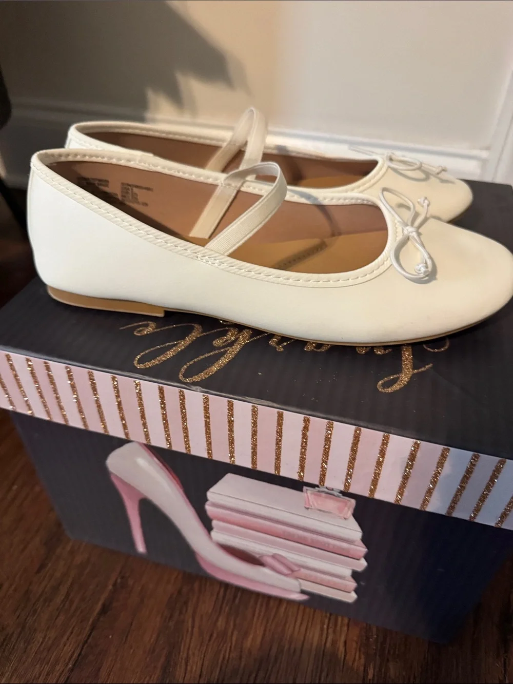 wonder nation Cream Bow Mary Jane Flats